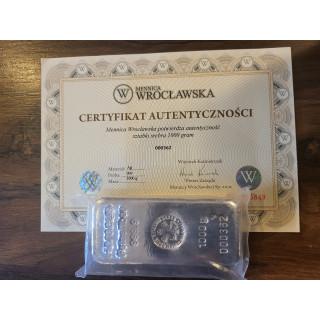 Srebrna sztabka Heraeus Feinsilber, 1000g